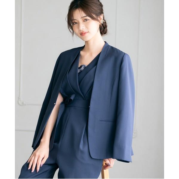 ジャケット ノーカラージャケット ビジューボタンジャケット「結婚式/オケージョン/パーティー/S・M...