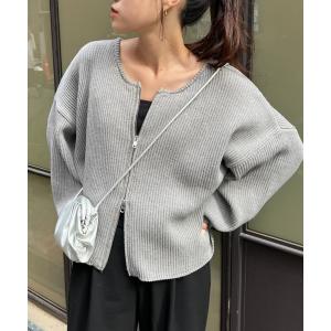 ニット スポンディッシュダブルジップニットカーディガン