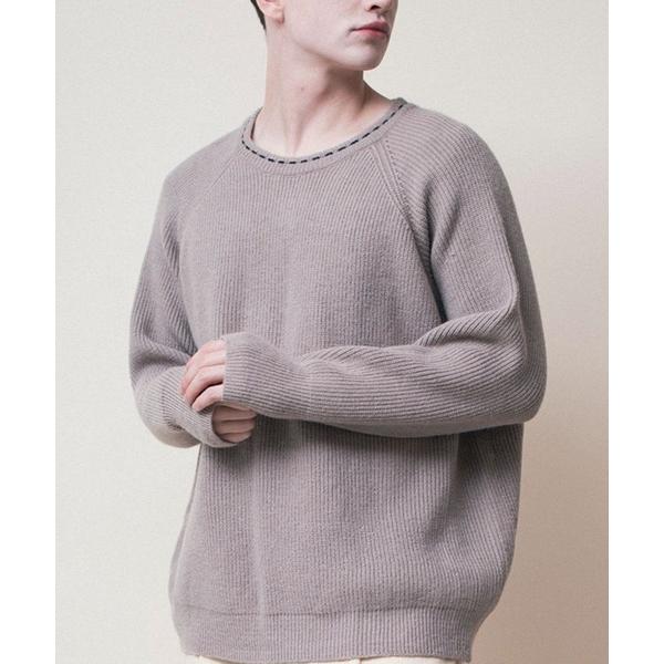 セーター ニット aimoha men 刺繍ステッチワイドバルーンスリーブ セーター メンズ