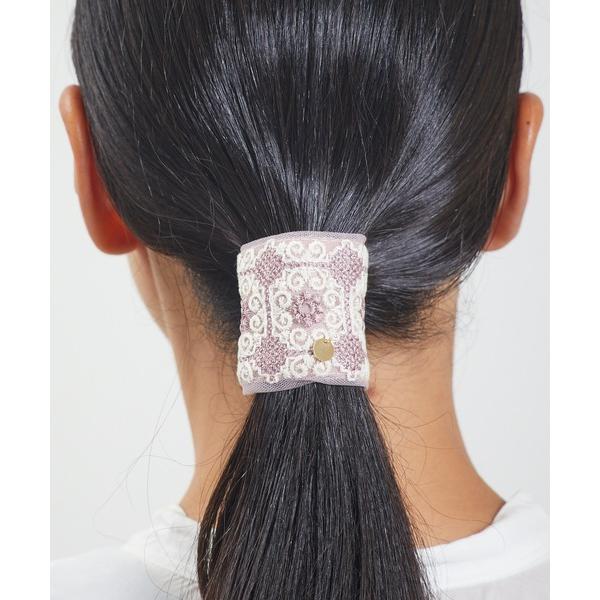 ヘアピン Zoule ゾーラ:embroidery cuff40　フラワー刺繍 (ヘアーカフス）