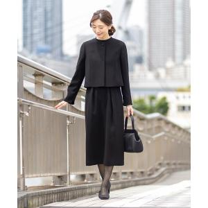 セットアップ 洗えるノーカラージャケット×ロング丈ワンピースセットアップ「喪服・礼服」 レディース