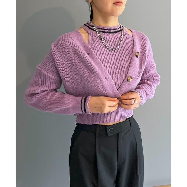 アンサンブル ショートカーデ×アメスリタンク ダブルラインアンサンブル