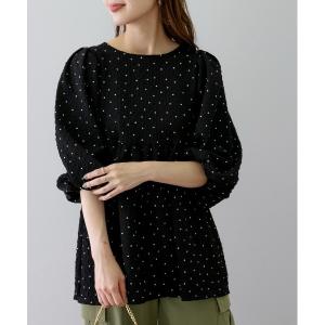 シャツ ブラウス ふくれジャガードドットブラウス