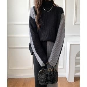 セットアップ リラックスバイカラータートルネック...の商品画像