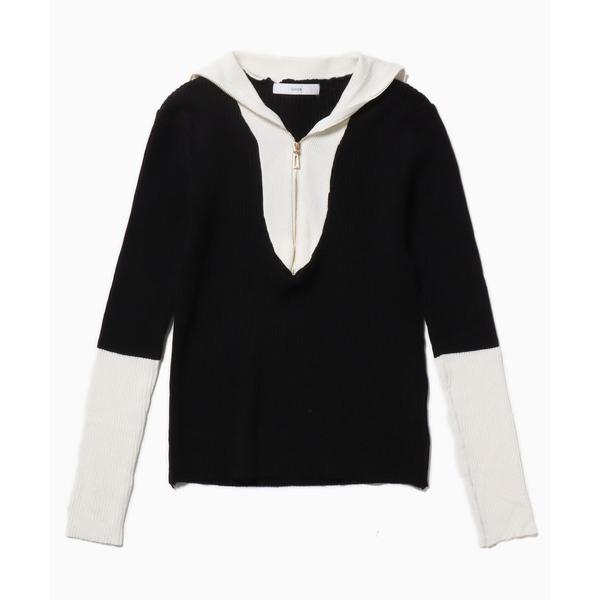 tシャツ Bicolor half-zip knit/バイカラーハーフジップニット レディース