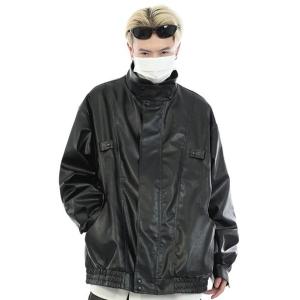 ジャケット ライダースジャケット メンズ high neck leather jacket/フェイクレザー ジャケット ハイネック｜zozo