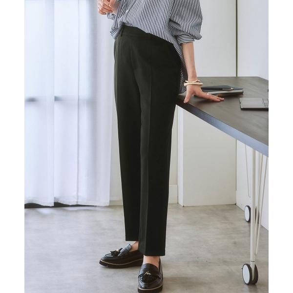 スラックス パンツ 縦落ちシルエットパンツ（しわになりにくい） レディース