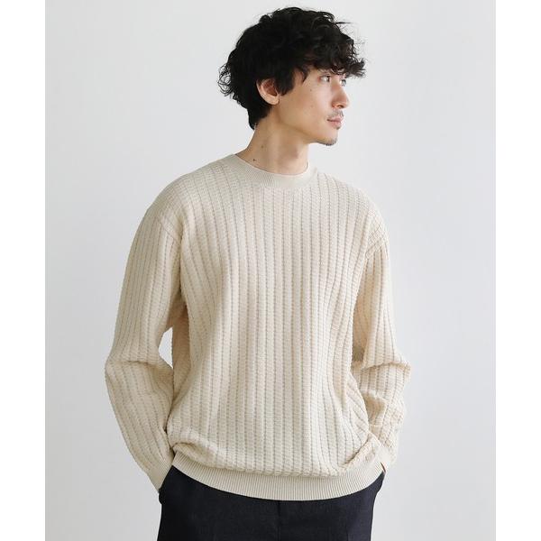 セーター ニット ストレッチウォッシャブルリンクス編みブロックニット メンズ