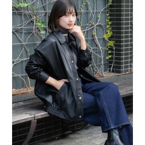 ジャケット ライダースジャケット レザーライクルーズジャケット