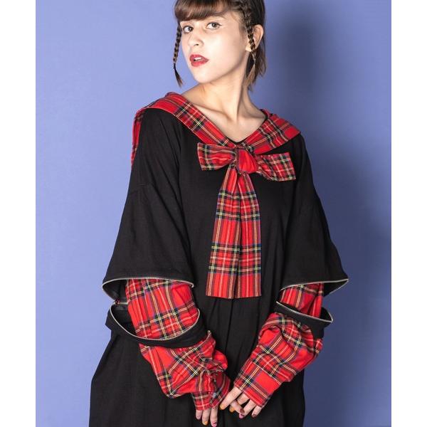 tシャツ オープンジップフェイクレイヤーバリエーションセーラーカットソー レディース メンズ