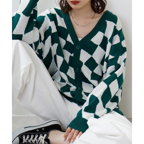 カーディガン 柄込みコットンダブルジャガードビッグカーデ メンズ レディース