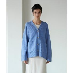 カーディガン ウールリブカーディガン レディース