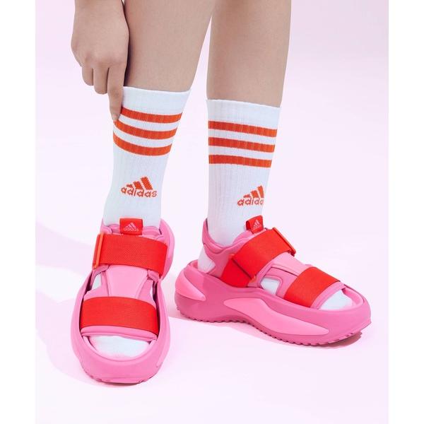 「adidas」 フラットサンダル 25.5cm ピンク レディース