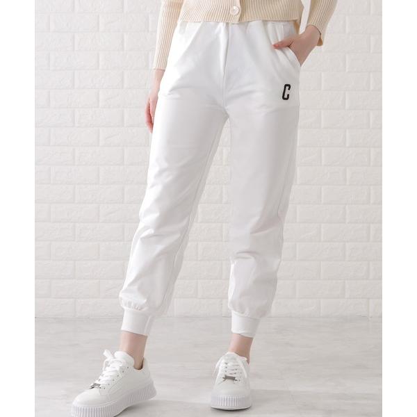 パンツ アルファベット刺繍付きウエストイージーパンツ レディース