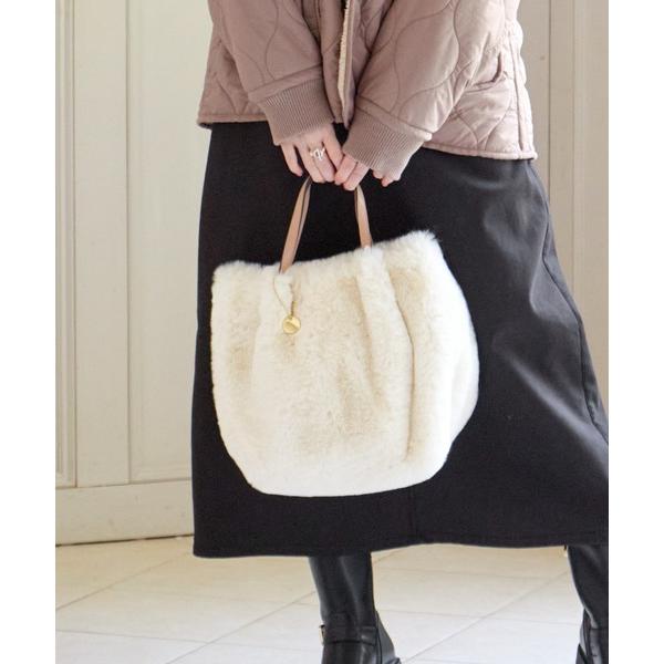 トートバッグ エコファー3層ポケットトートバッグ レディース