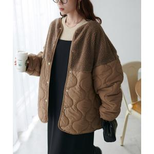 ジャケット ミリタリージャケット ボア切替キルティングコート