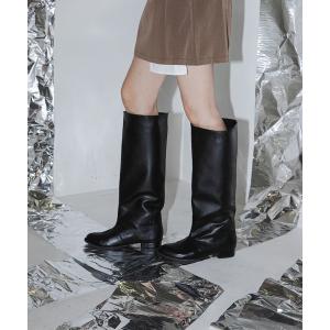 ブーツ ワイドシャフトストレートロングブーツ レディース