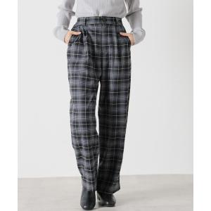 パンツ チェックストレートパンツ レディース