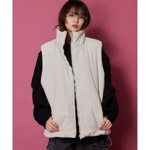 ダウンベスト ダウン ボリュームハイネック撥水ナイロンパテッドベスト