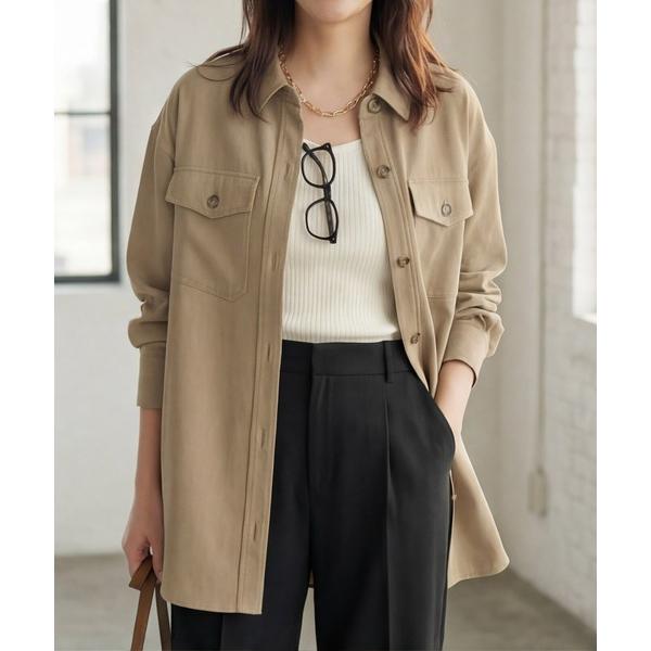 ミリタリージャケット モッズコート 凹凸生地のシャツジャケット レディース