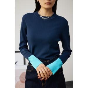 ニット セーター カラーカフブロックニットトップス レディース