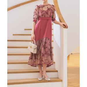 ドレス バイカラーエンブロイダリーセットドレス