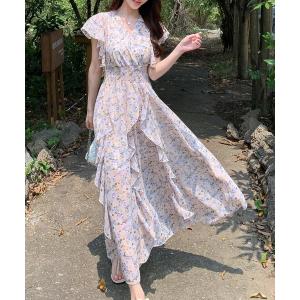 DAY CLOSET ワンピース レディース 花柄ボウタイセットアップ風