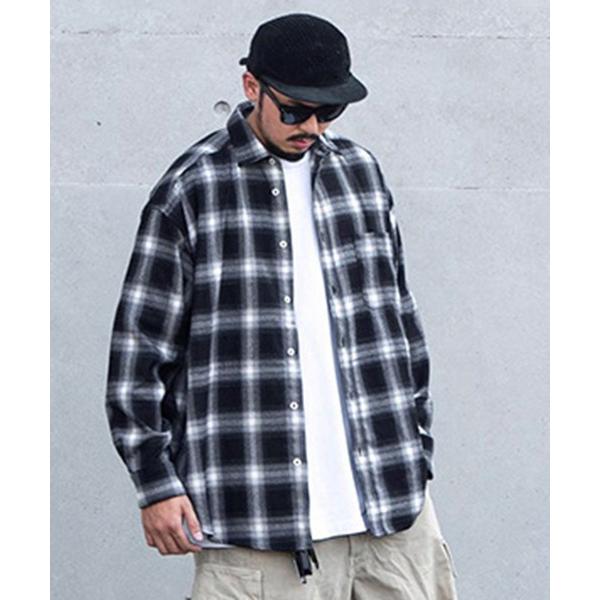 シャツ 「Cloudstyle」オーバーサイズ オンブレチェックシャツ/ 長袖 メンズ レディース