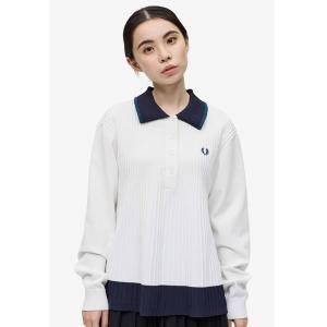 ポロシャツ Knitted Pleated Long Sleeved Shirt