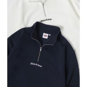 トレーナー スウェット Dickies/ディッキーズ 別注 オーバーサイズ 裏起毛 ロゴ ワンポイント刺繍 ハーフジップ スウェット トレーナー/長袖
