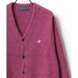 カーディガン BEVERLY HILLS POLO CLUB/ビバリーヒルズポロクラブ オーバーサイズ モヘアライク ロゴ ワンポイント刺繍 無地 チ