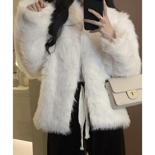 ブルゾン アウター 「おうちで洗える/裏地付き」長袖ボリュームフェイクファーブルゾン レディース レ...