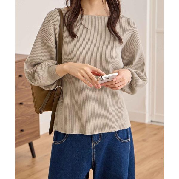 ニット セーター パフスリーブリブニット レディース