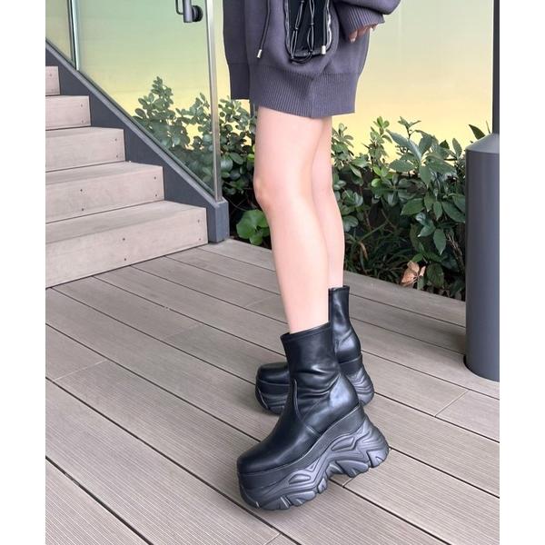 ブーツ 「R＆E」厚底ラバーStormストレッチショートブーツ レディース