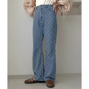 ジーンズ デニム デニムパンツ 「apres jour clair」ジャガードセミフレアデニムパンツ「ZOZOTOWN限定アイテム」 レディース