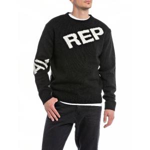 セーター ニット REPLAYロゴジャガードセーター メンズ