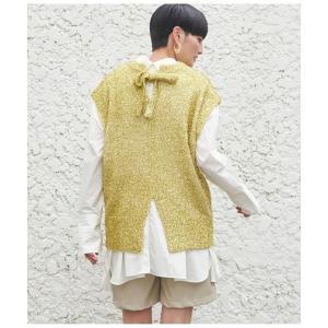 ベスト ジレ 2WAYラメニットベスト レディース