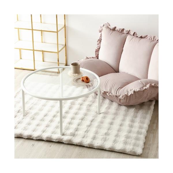 ラグ ラグマット 低反発 ポコモコファー ラグ S 1400×1000 アイボリー 床暖房対応