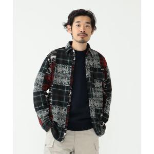 シャツ BEAMS PLUS / ジャカード パッチワーク ガイド シャツ メンズ レディース