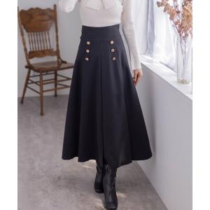 スカート 「ZOZO限定」ゴールドボタンハイウエストタックスカート「低身長用サイズ有 着回し万能」