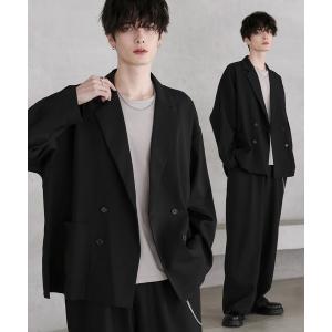 セットアップ 「セットアップ 2点セット」ビッグシルエットリラクシングダブルテーラードジャケット+ワイドバギーイージパンツ メンズ レディース
