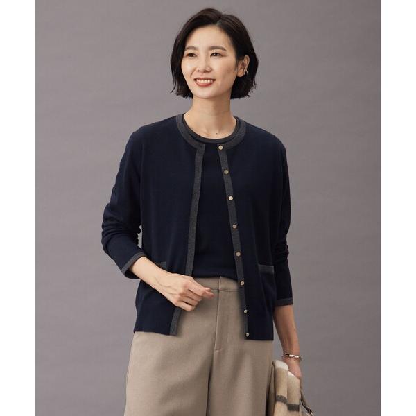 アンサンブル 「洗える」トリムツイン ニット