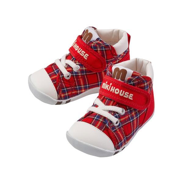 ベビーシューズ ミキハウスチェック ファーストベビーシューズ