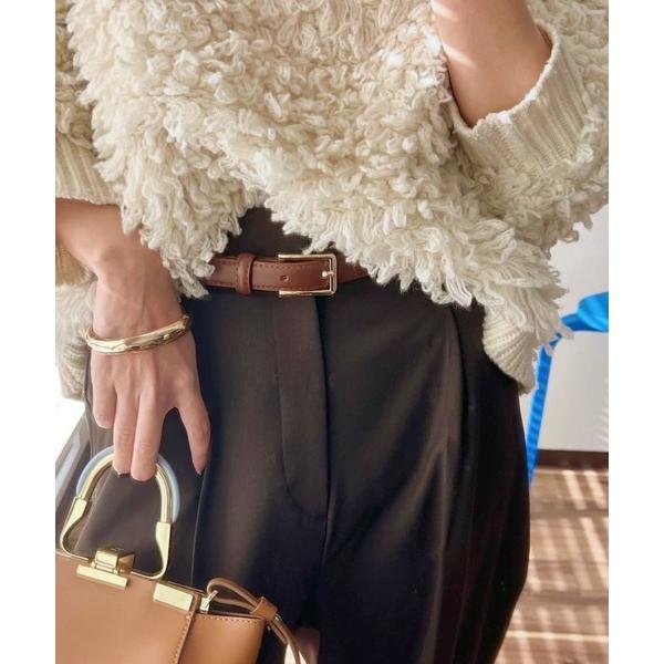 ベルト 「牛革」「サイズ調整可能」細めきちんと見えるベーシックレザーベルト レディース