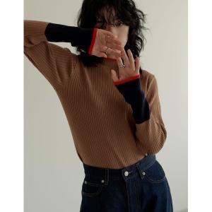 レディース ニット 「2023A/W COLLECTION」プチハイネック配色デザインリブニットトップス｜zozo