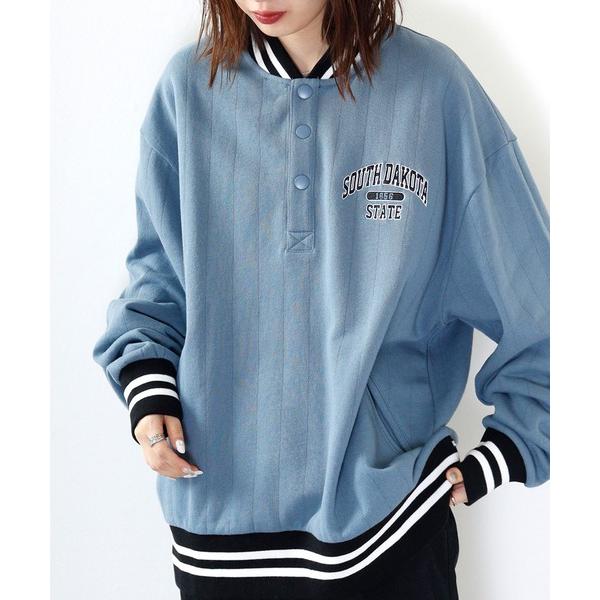 トレーナー スウェット ヘビーウエイト裏起毛リブラインハーフ釦トレーナー メンズ レディース