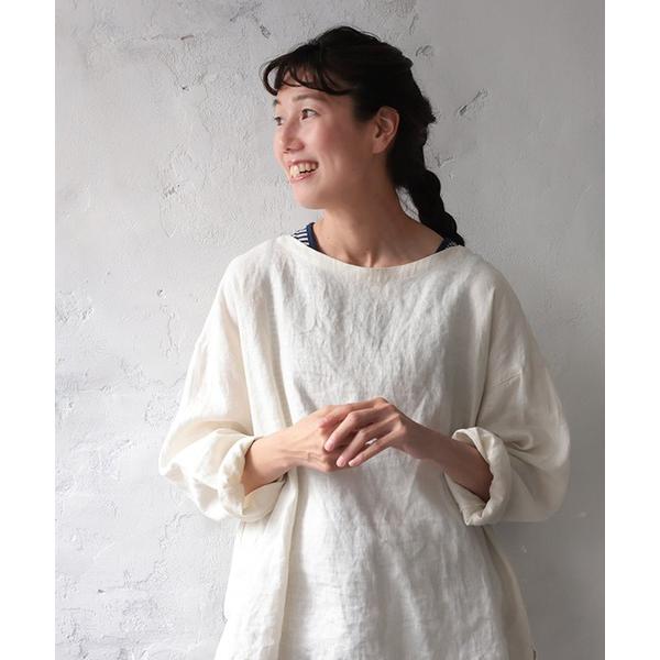 ブラウス シャツ 麻100%でつくった重ね着のためのロンＴ レディース