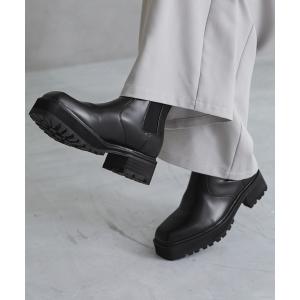 ブーツ メンズ 「cussil/クシル」「+6.5cm」フェイクレザースクエアトゥ サイドゴアヒールブーツ