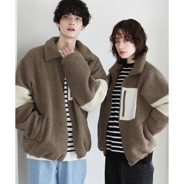 コート ジャケット ビッグシルエットシープボア袖ラインスウィングトップジャケット メンズ レディース