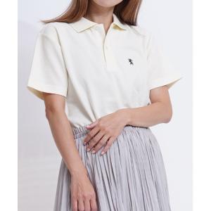 ポロシャツ 「 GIORDANO 」 スモールライオン刺繍ドライストレッチ半袖ポロシャツ メンズ レディース